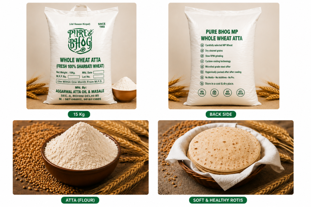 Pure Sharbati MP Wheat Atta-15 KG